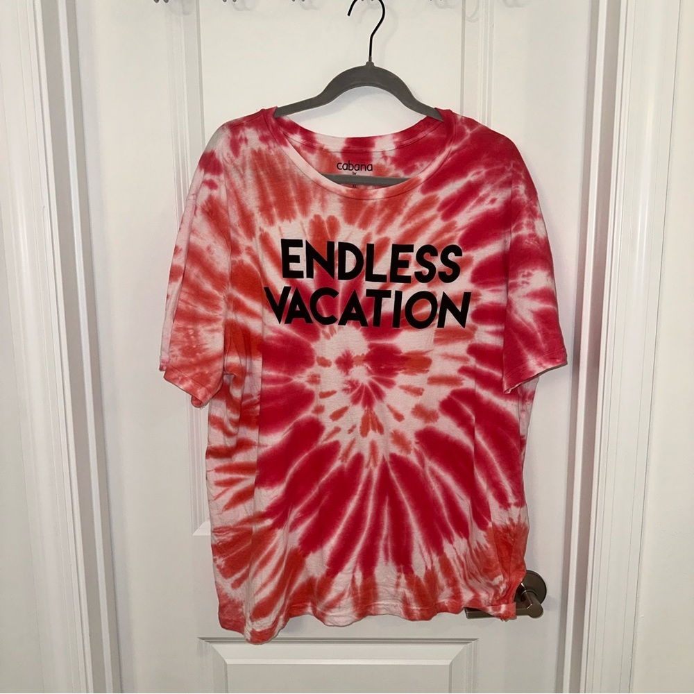 "Endless Vacation" Red Tie-Dye Tee